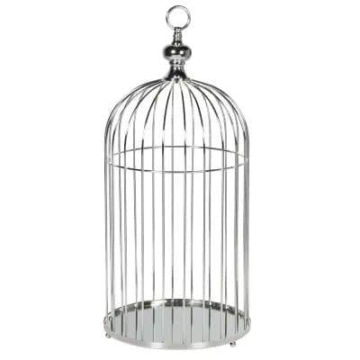 Medium Silver Metal Mirrored Bird Cage - Persora