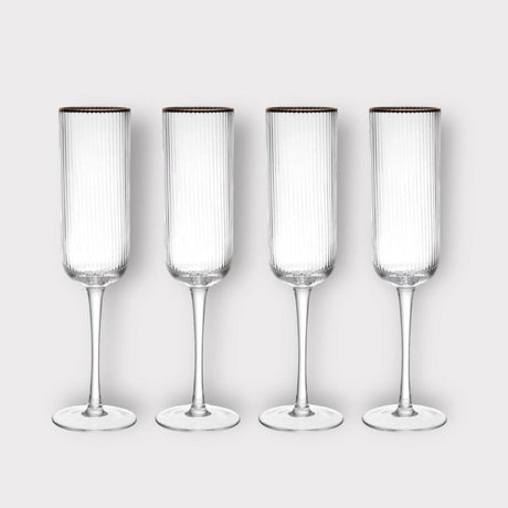 Mikasa Sorrento 4-Piece Crystal Flute Glass Set, 200ml - Persora