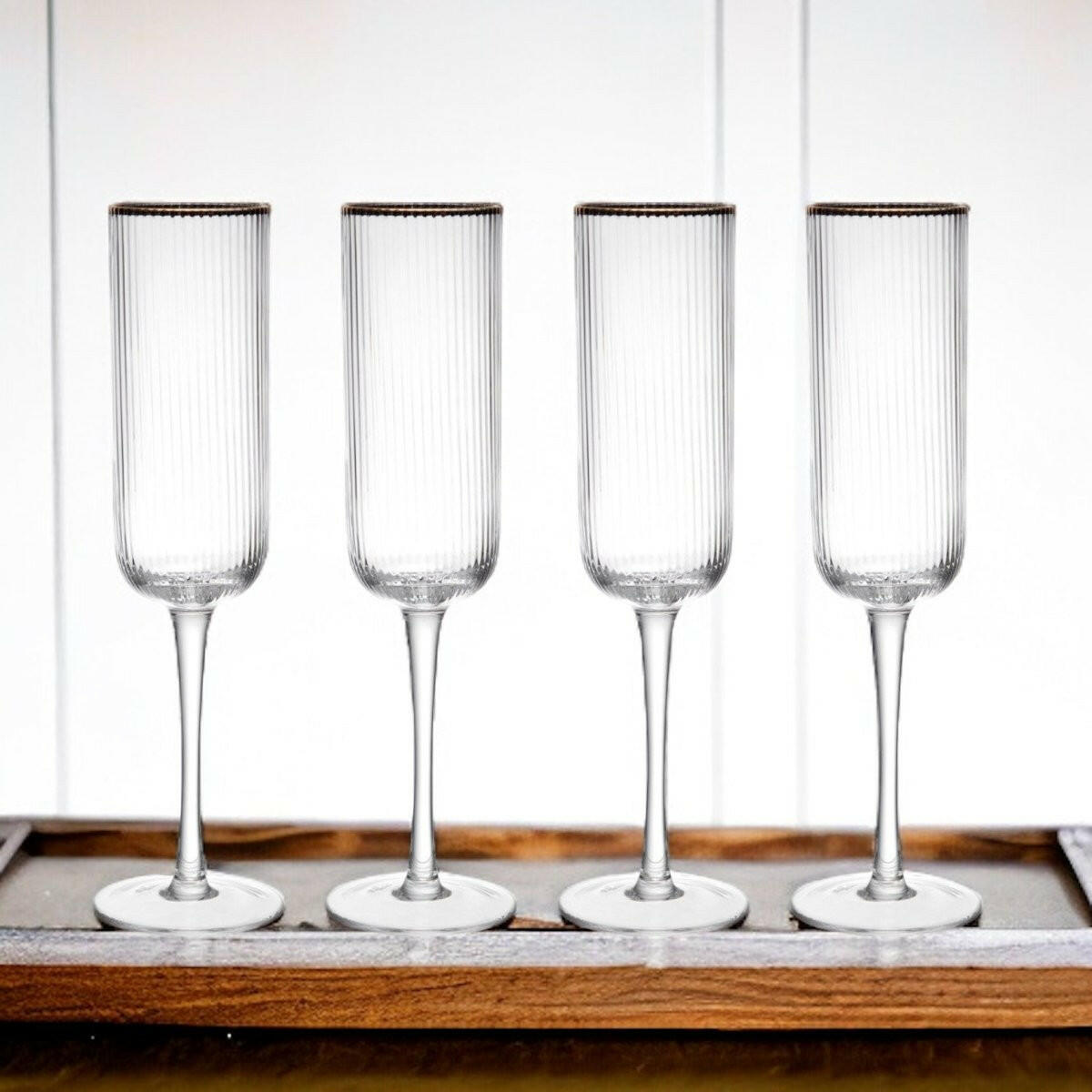 Mikasa Sorrento 4-Piece Crystal Flute Glass Set, 200ml - Persora