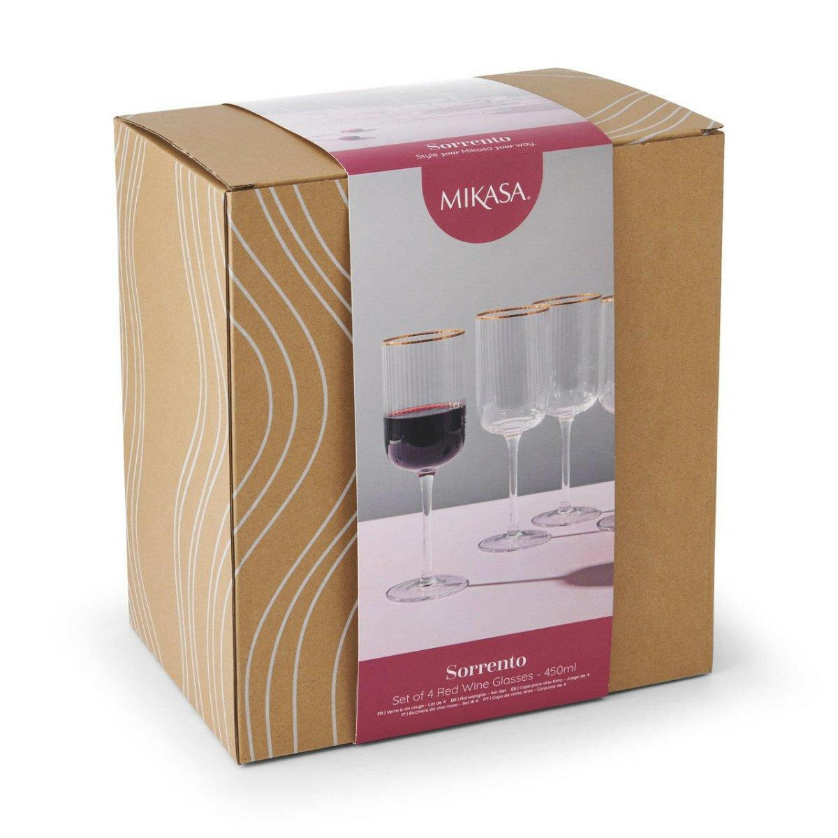 Mikasa Sorrento 4-Piece Crystal Red Wine Glass Set, 450ml - Persora
