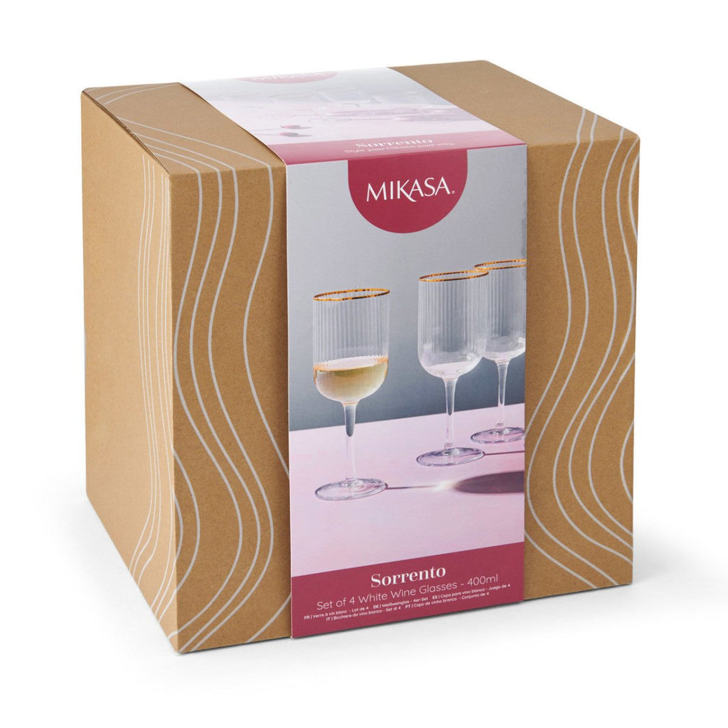 Mikasa Sorrento 4-Piece Crystal White Wine Glass Set, 400ml - Persora