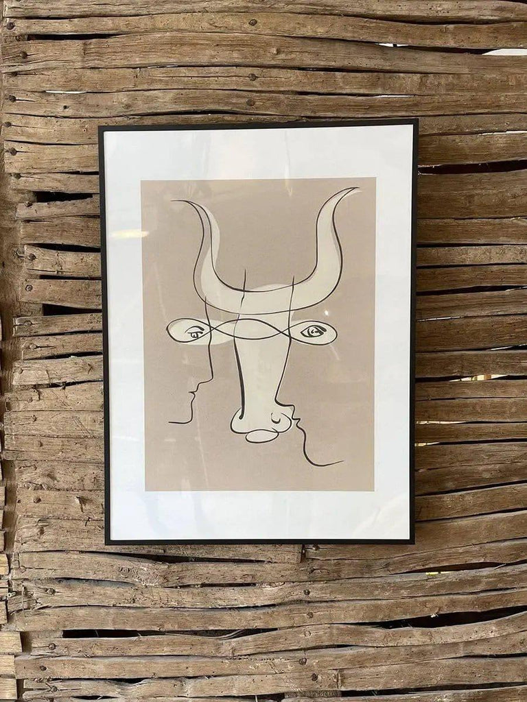 Modernist Abstract Line Bull Print - Persora