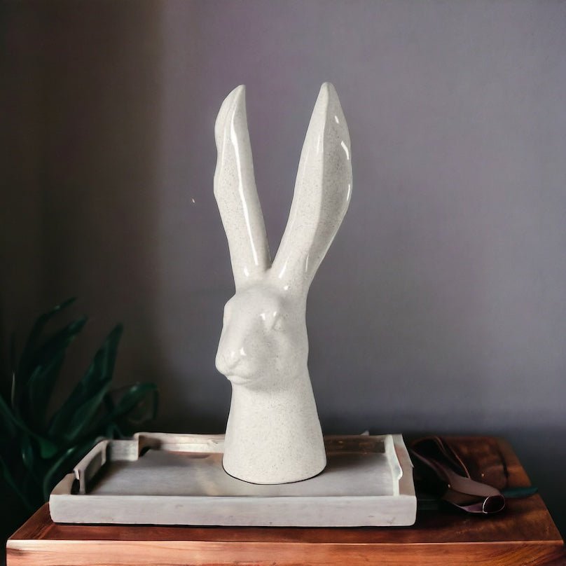 Mottle Glazed Hare Head Sculpture - Persora