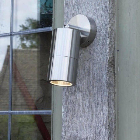 Ortega 1 Light Outdoor Wall Light in Silver.