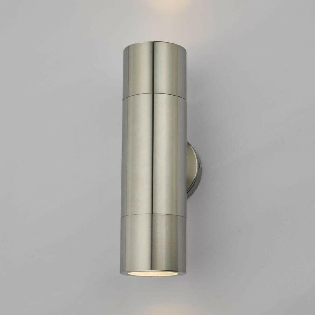 Ortega 2 Light Outdoor Wall Light in Silver.