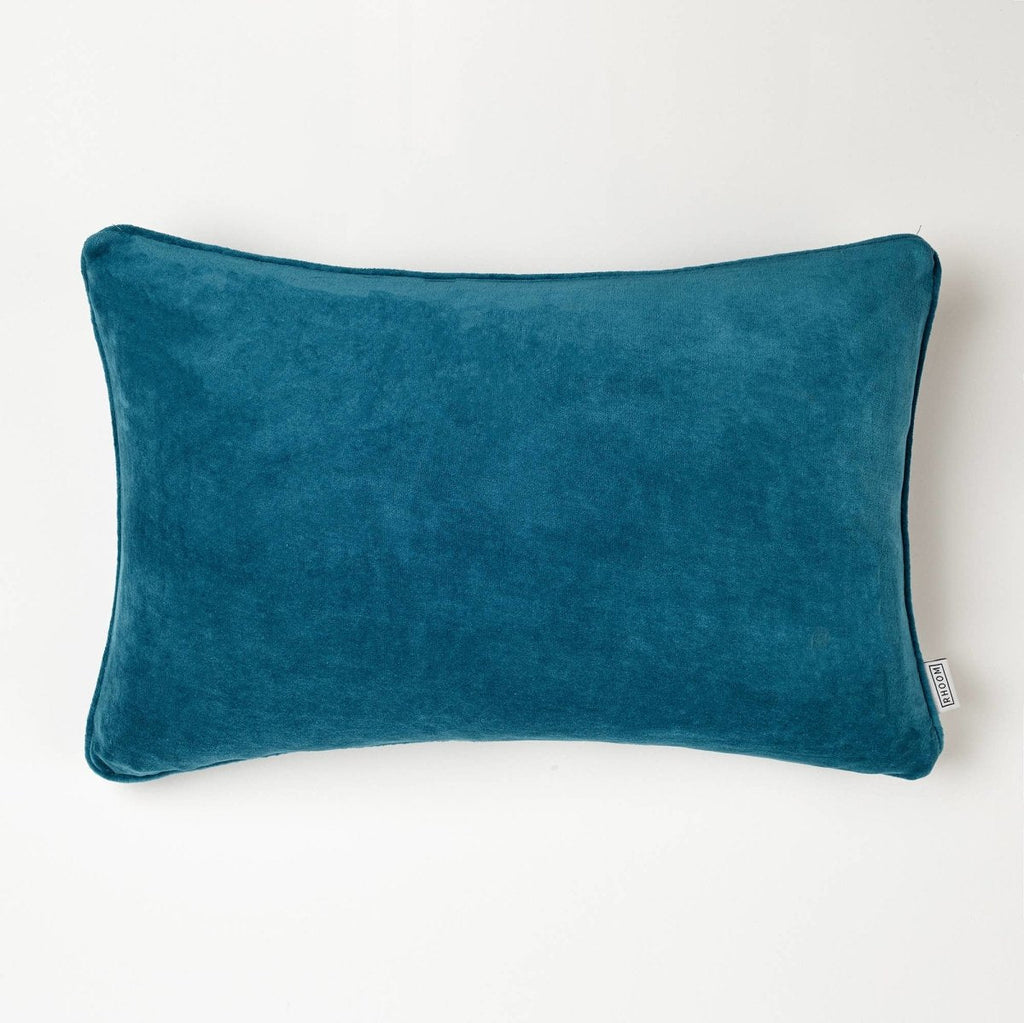Peacock Blue Rectangular Velvet Cushion - Persora