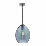 Rogan 1lt Pendant Black & Iridised Glass.