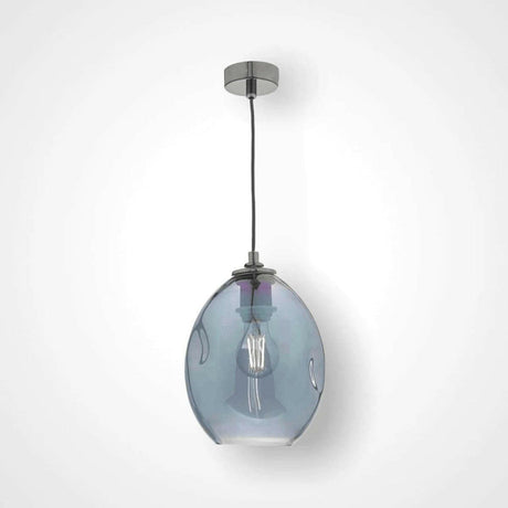 Rogan 1lt Pendant Black & Iridised Glass.