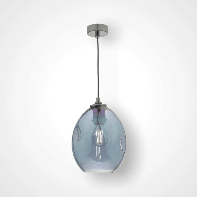 Rogan 1lt Pendant Black & Iridised Glass.