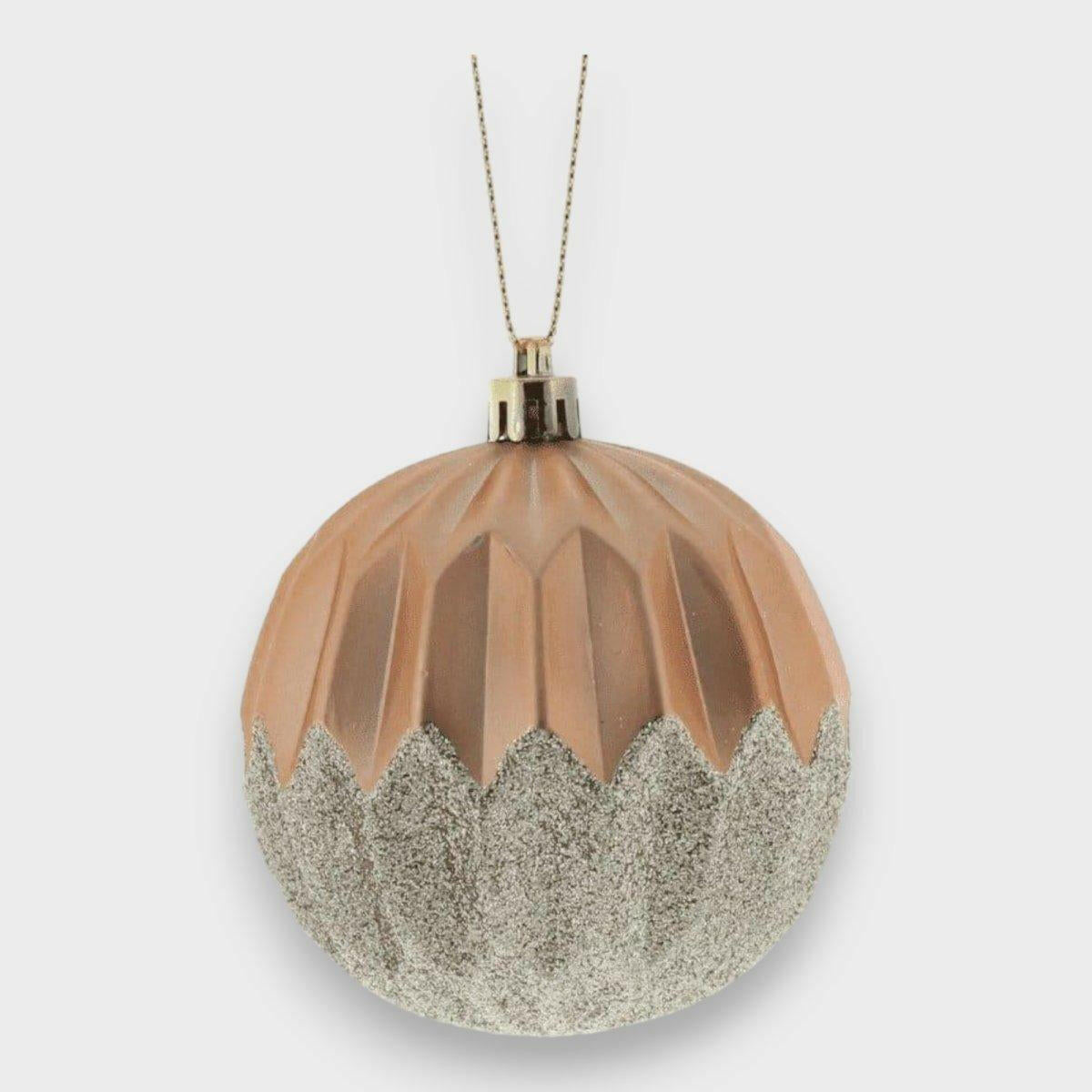 Rose Gold and Glitter Geometric Bauble.