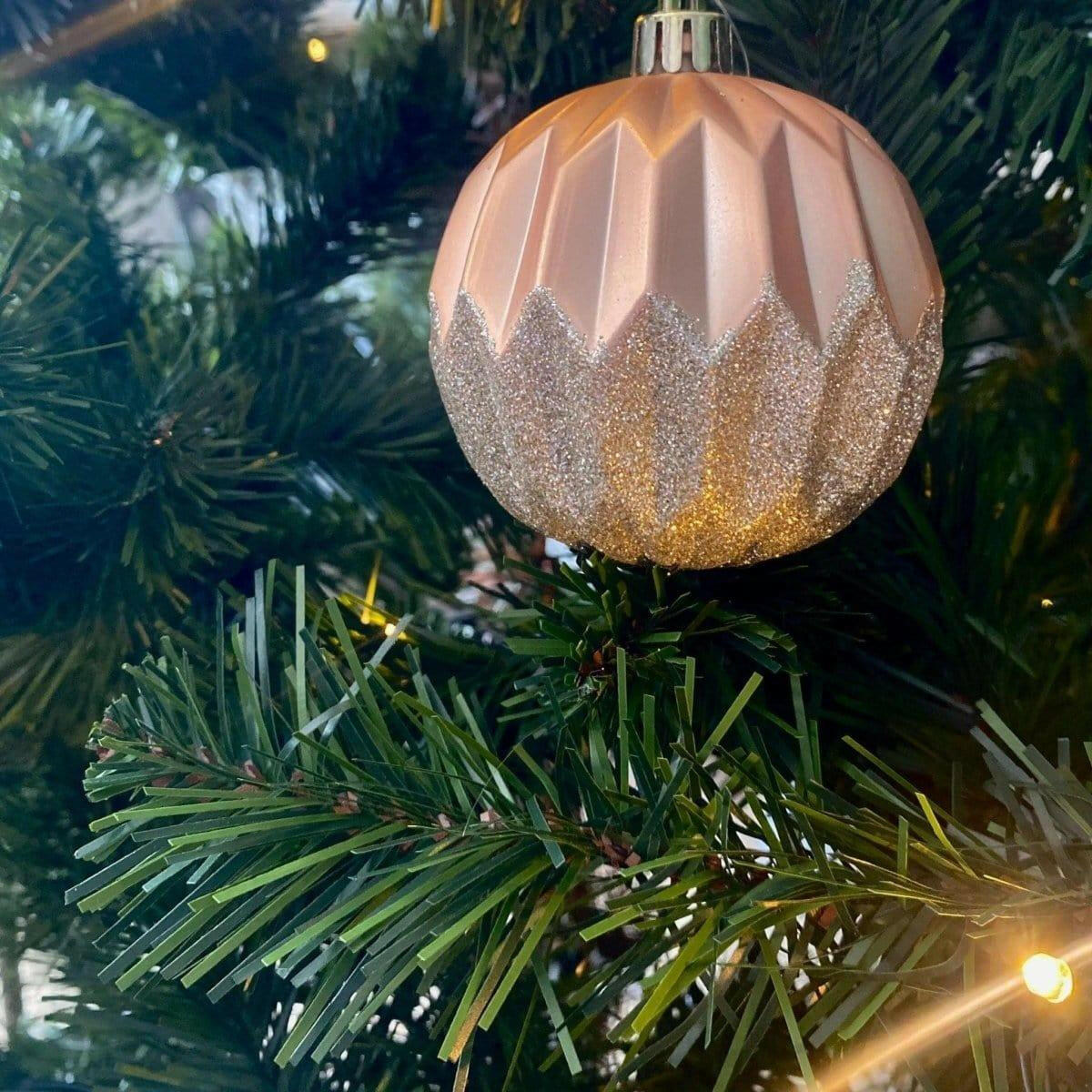 Rose Gold and Glitter Geometric Bauble.
