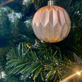 Rose Gold and Glitter Geometric Bauble.