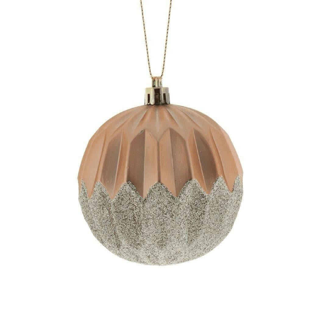 Rose Gold and Glitter Geometric Bauble.