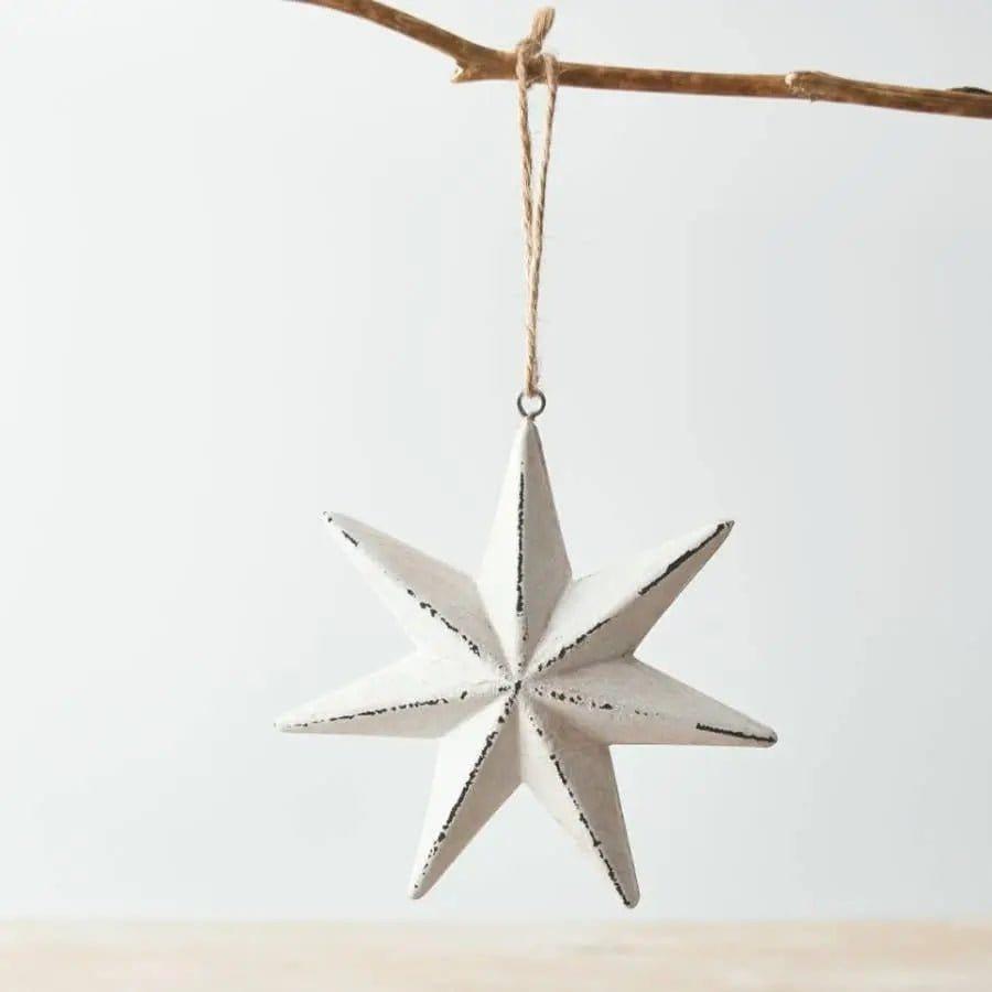 Rustic White Hanging Star 11cm - Persora