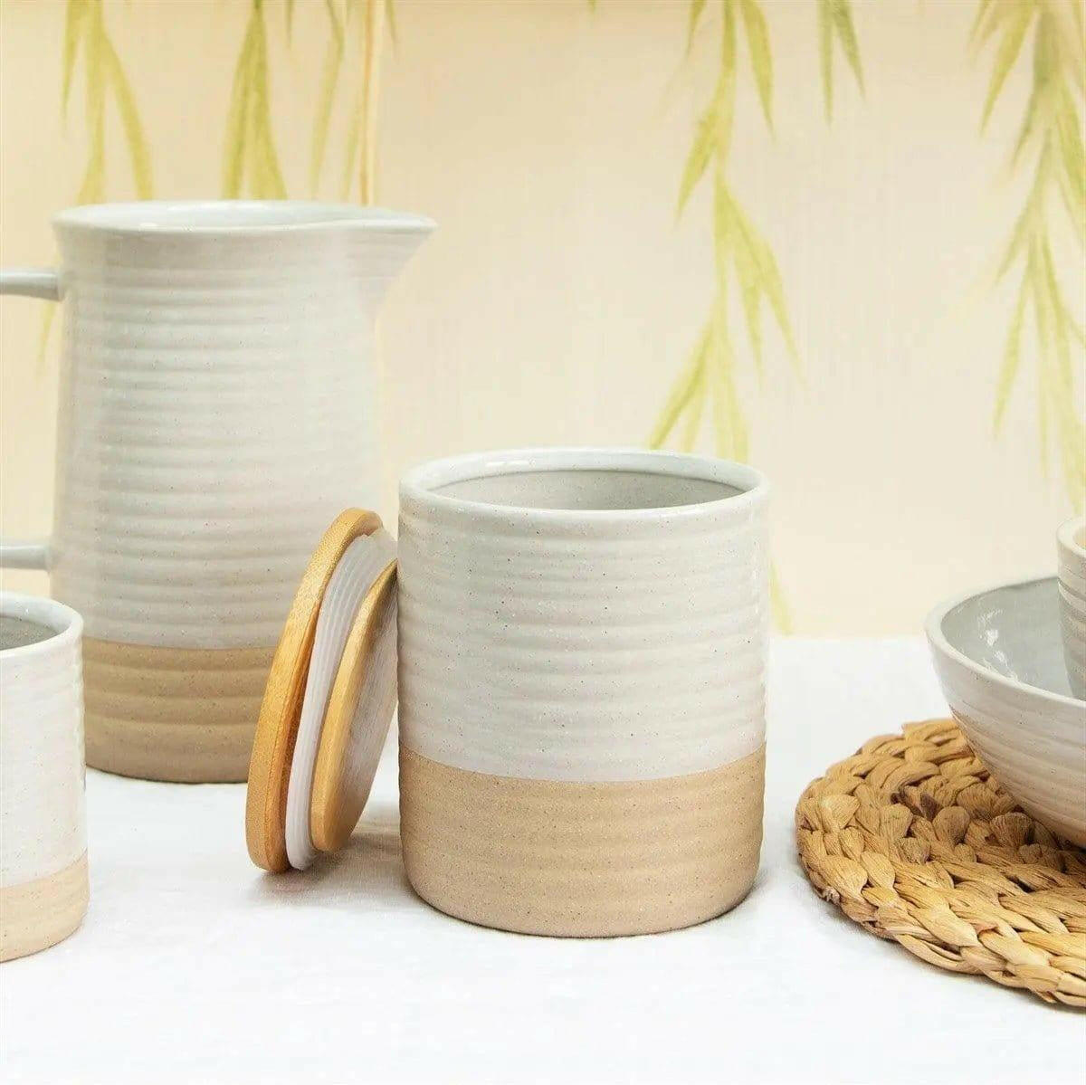 Rustic White Storage Jar.