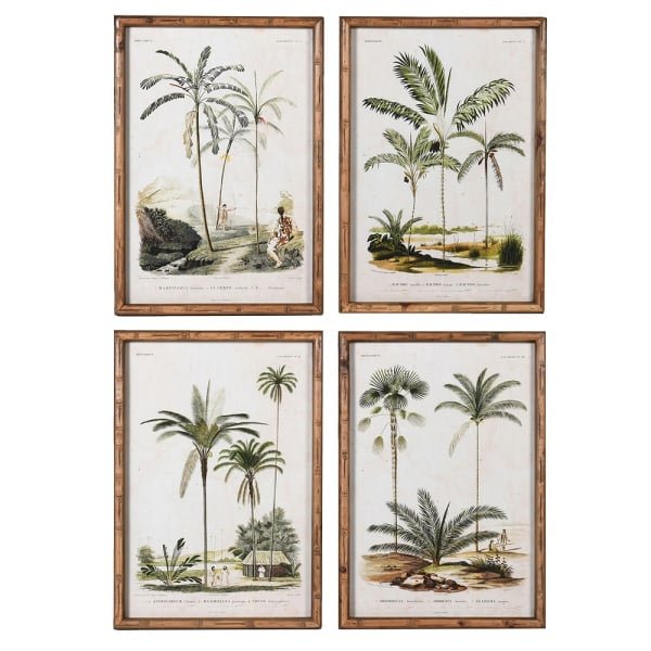 Set of 4 Palm Tree Print Pictures - Persora