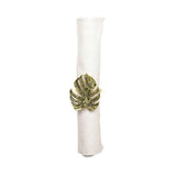 Set of Four Gold Palm Leaf Napkin Rings.