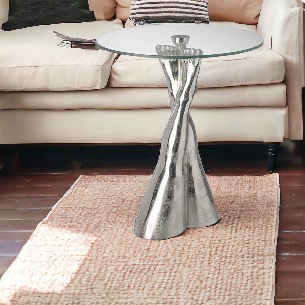 Silver Crossed Leg Side Table - Persora