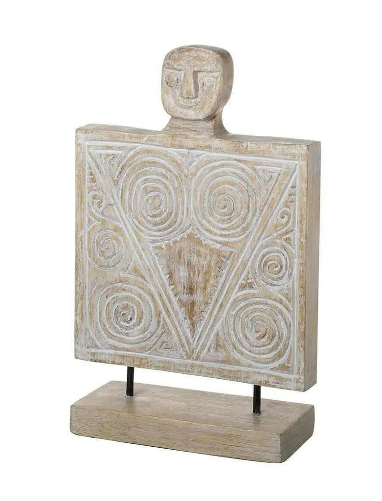Square Natural Wooden Sculpture.