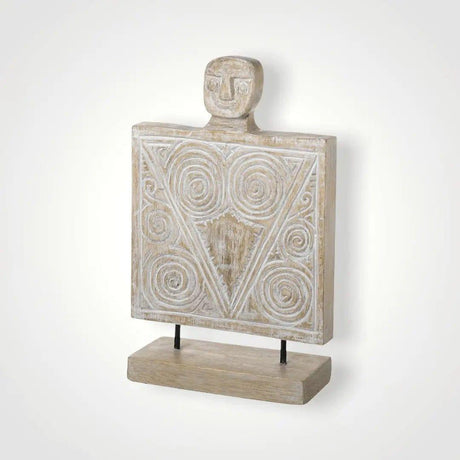 Square Natural Wooden Sculpture.