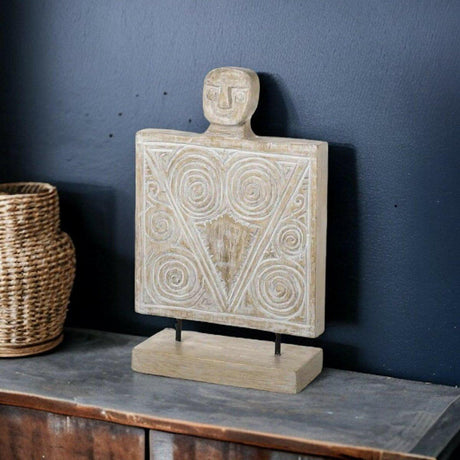 Square Natural Wooden Sculpture.