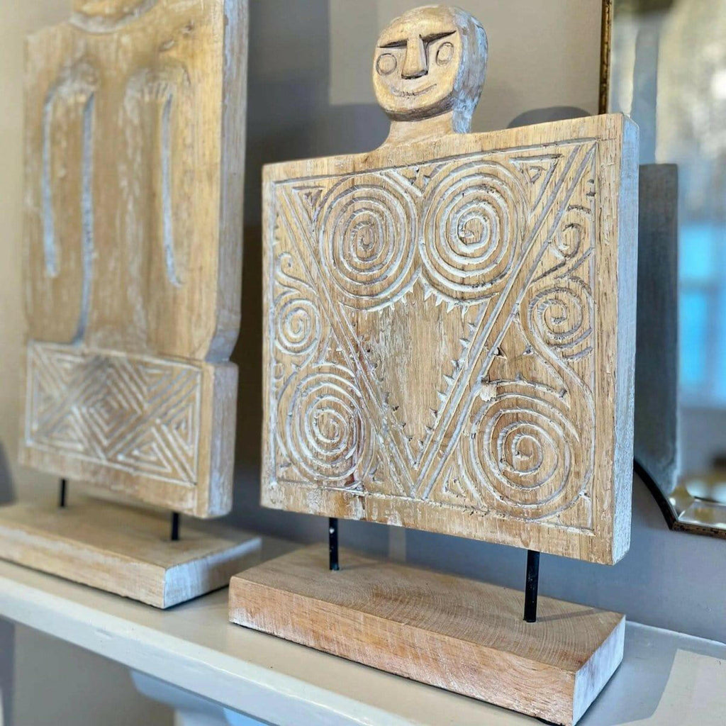 Square Natural Wooden Sculpture.