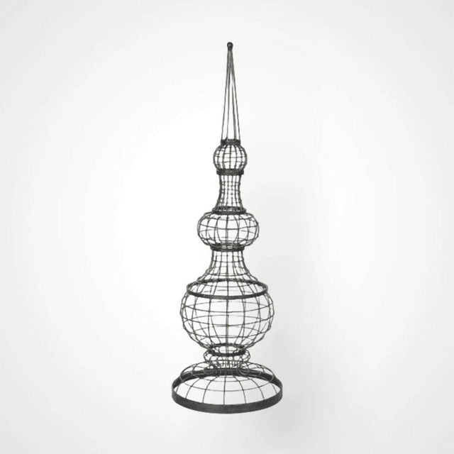 Tall Distressed Wire Finial Decoration.