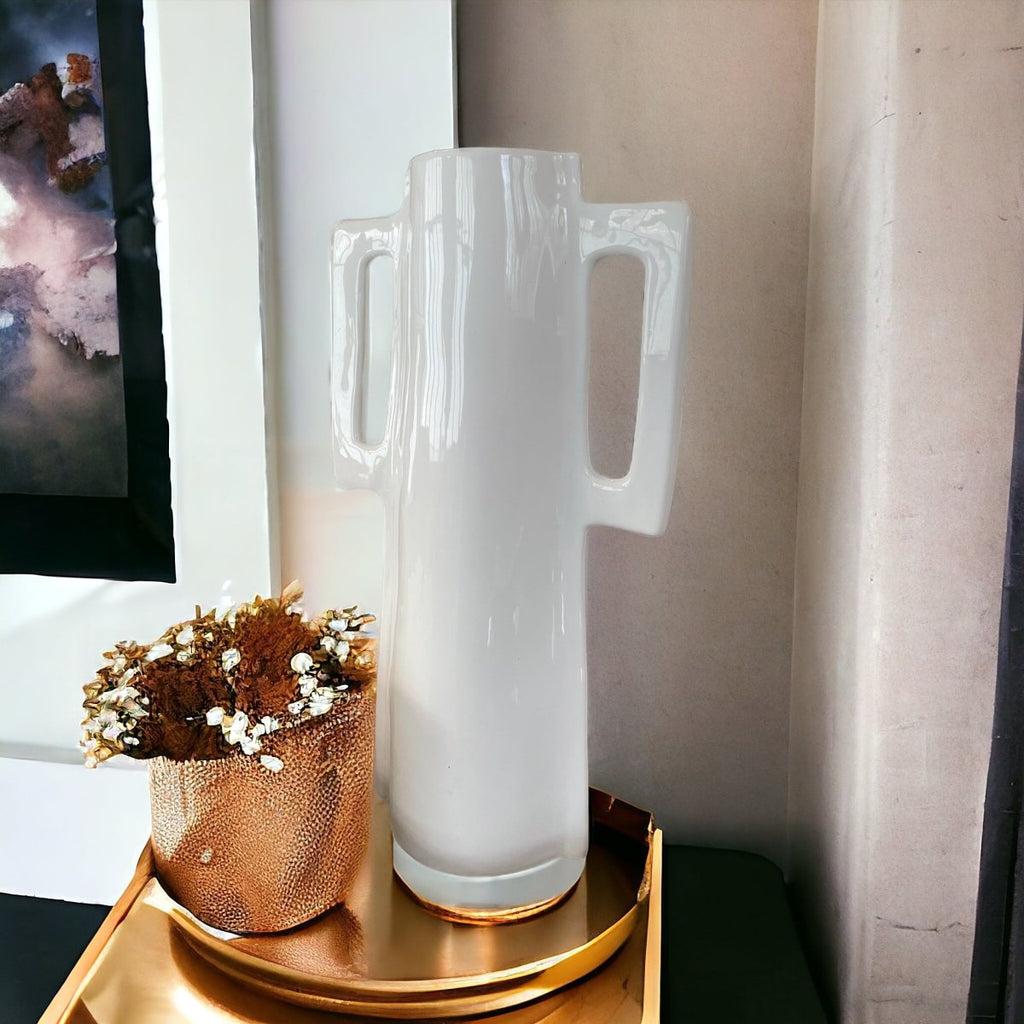 Tall White Mid Century Style Vase - Persora