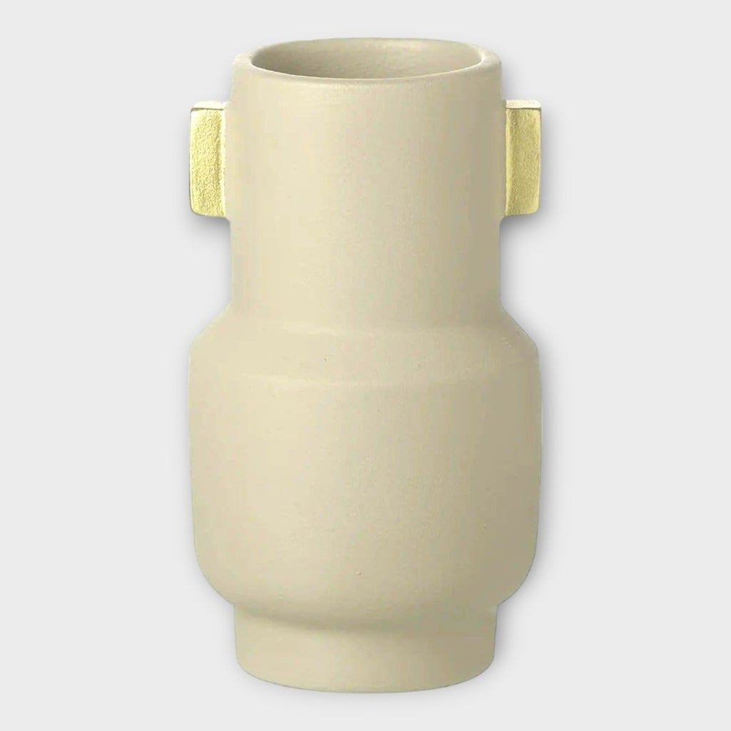 Taupe and Gold Mid Century Ceramic Vase - Persora