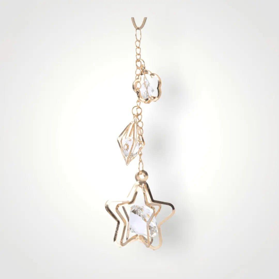 Vintage Gold Metal Crystal Bauble with Stars.