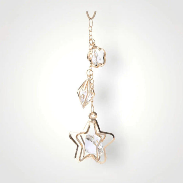 Vintage Gold Metal Crystal Bauble with Stars.
