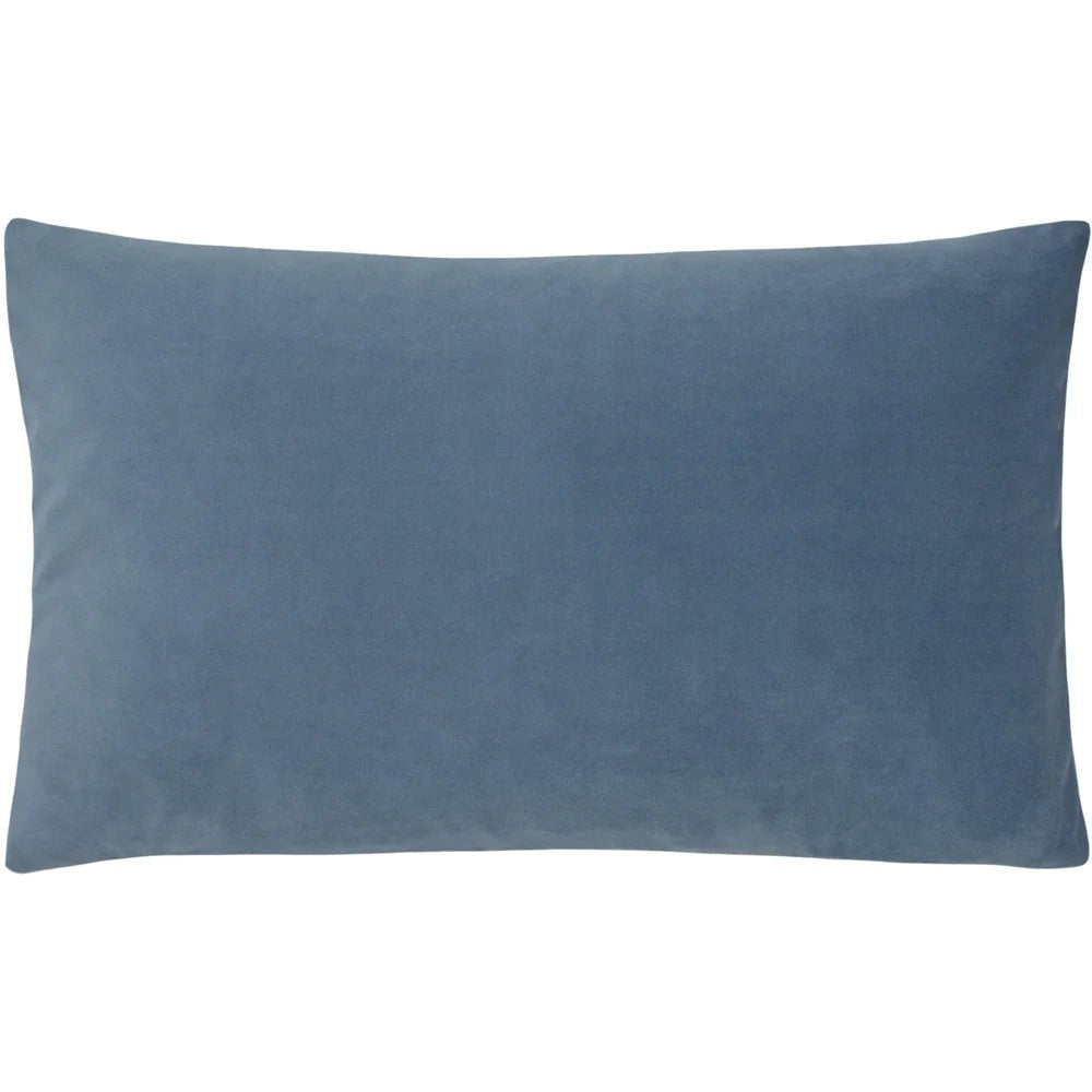 Wedgewood Blue Velvet Rectangular Cushion - Persora