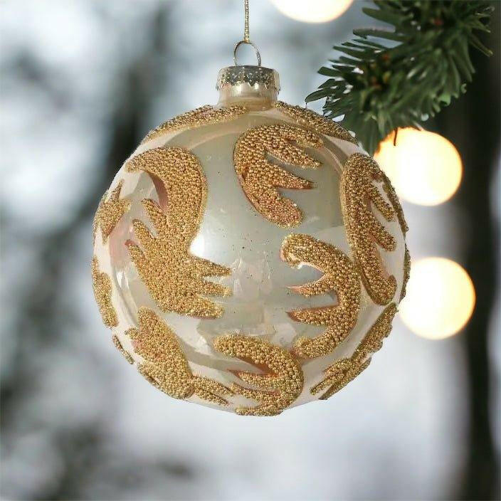 White and Gold Beaded Bauble.