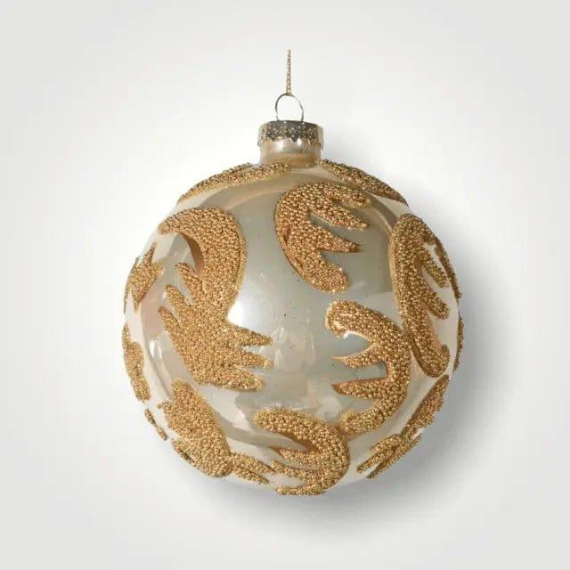 White and Gold Patterned Bauble - Persora