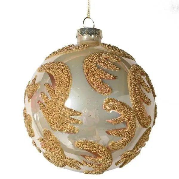 White and Gold Patterned Bauble - Persora