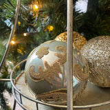 White and Gold Beaded Bauble.