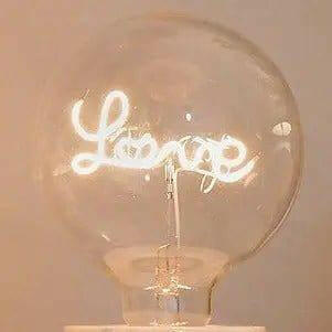 White LOVE LED Light Bulb.