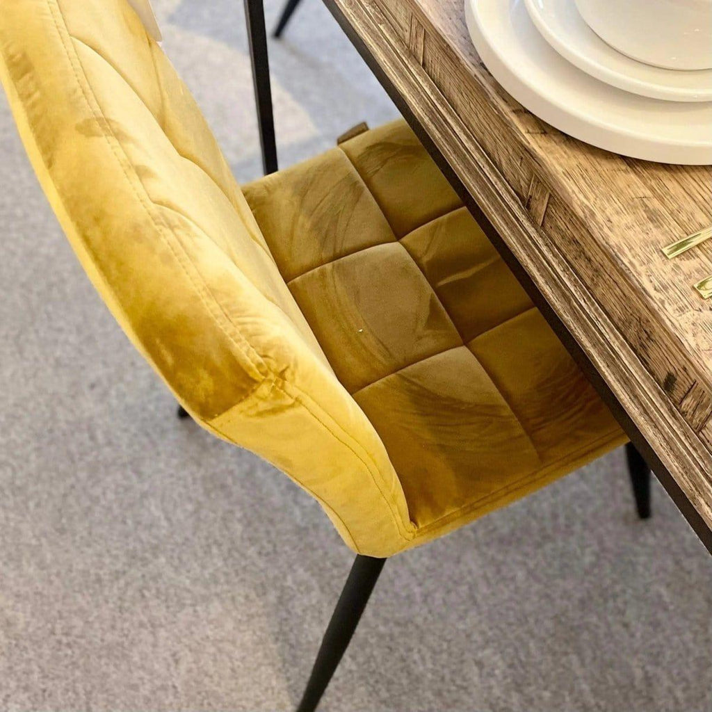 Yellow Suede Dining Chair - Persora